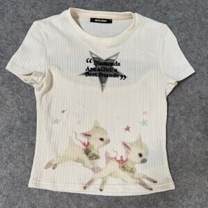 Women’s MSKIN6 "Diamonds Are a Girls Best Friend" Fitted Cropped Shirt- Large